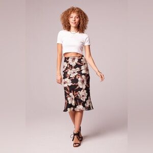 band of the free NWOT RHO BLACK FLORAL SLIP SKIRT - med